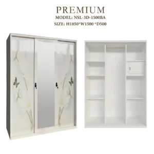LEMARI BESI 3 PINTU SLIDING PREMIUM